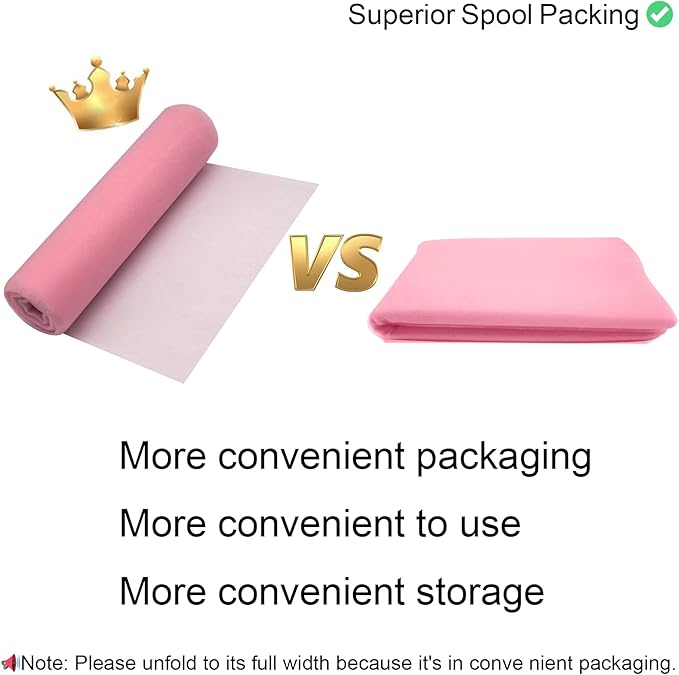54" x 20 Yards Pink Tulle Fabric Rolls - Image 7