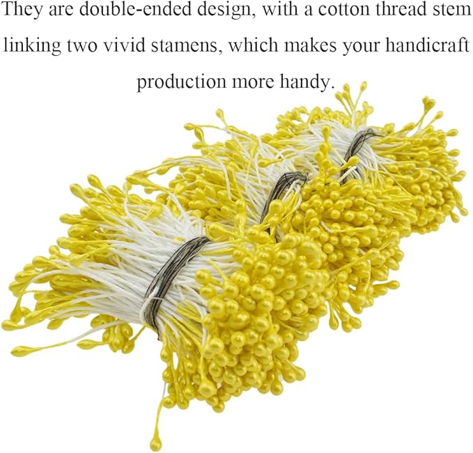 HAHIYO 700Pcs 3mm Yellow Pearl Straight-head Artificial Floral Pistil - Image 6