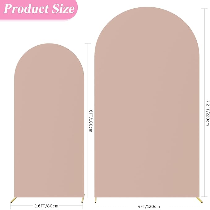Fomcet Wedding Arch Cover 7.2FT, 6FT Nude Spandex Fitted Fabric Arch Backdrop - Image 2