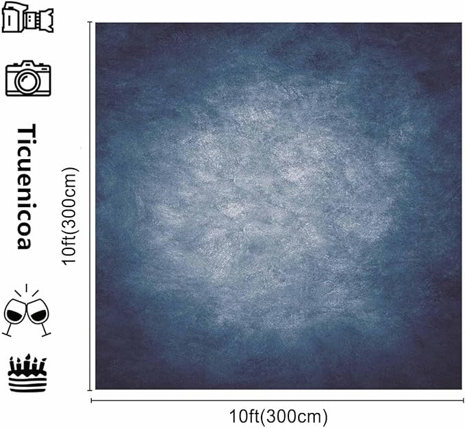 10x10ft Dark Blue Gradient Portrait Photo Backdrops Bright Center Abstract - Image 4
