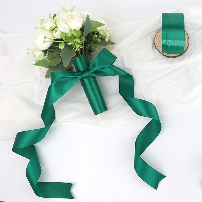 Dark Green Solid Satin Ribbon 1-1/2 Inch 25 Yards Solid Polyester Fabric Ribbon - Image 6