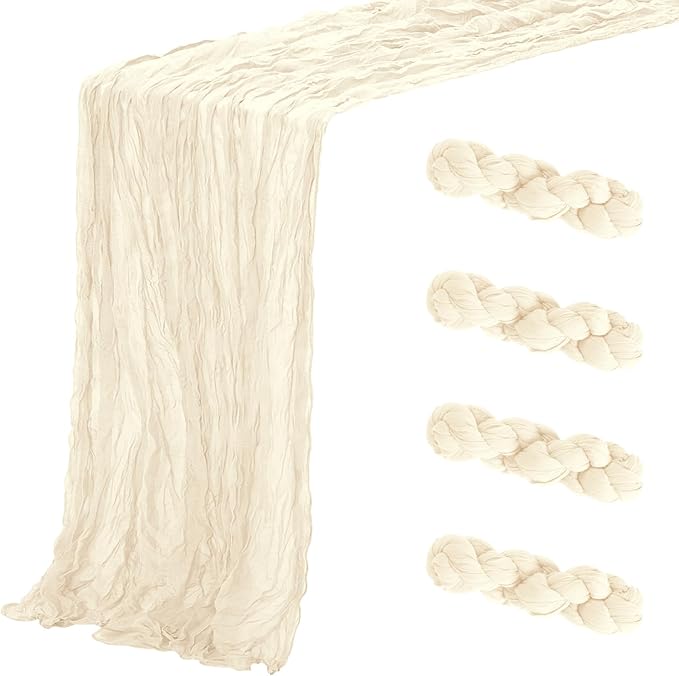 Aktor 4 Pack Ivory Table Runner Boho Cheesecloth Table Runner Semi Sheer Gauze by Unknown