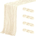 Aktor 4 Pack Ivory Table Runner Boho Cheesecloth Table Runner Semi Sheer Gauze by Unknown