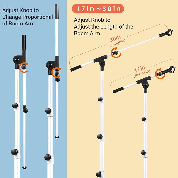 CAHAYA Microphone Stand Tripod Boom Arm Floor Mic Stand - Image 3