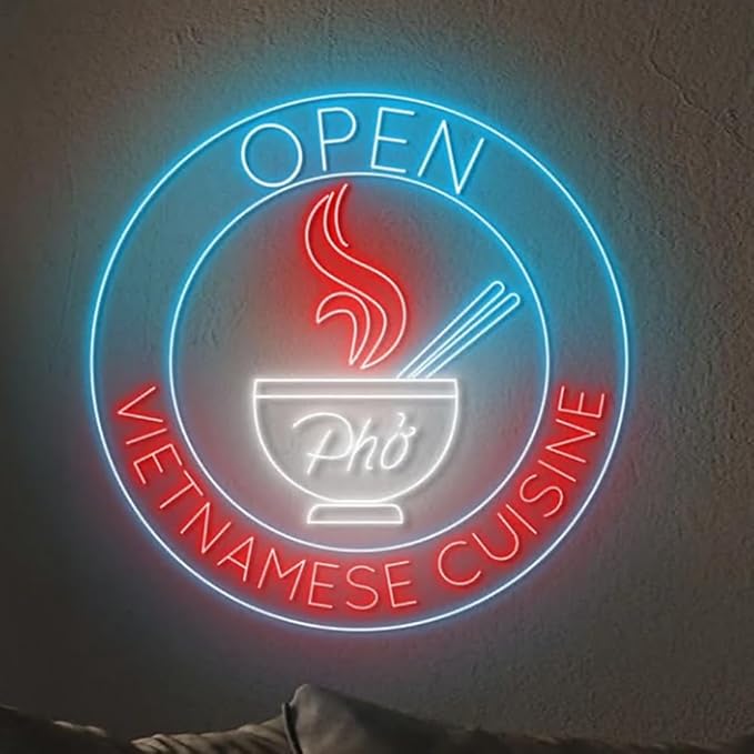 Open Vietnamese Cuisine Neon Sign, Custom Vietnamese Food Led Sign, Pho Led - Image 3