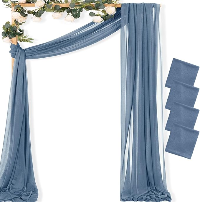 MLMC Dusty Blue Wedding Arch Draping Fabric 4 Panels 29" x 20 FT Extra Long by MLMC