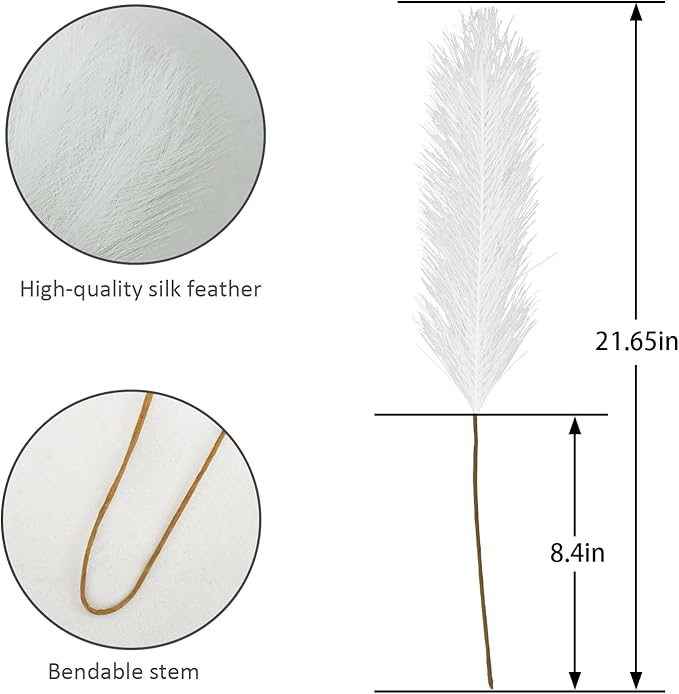 50pcs White Faux Pampas Grass Decor, 21.6" Short Artificial Pompous Grass - Image 5