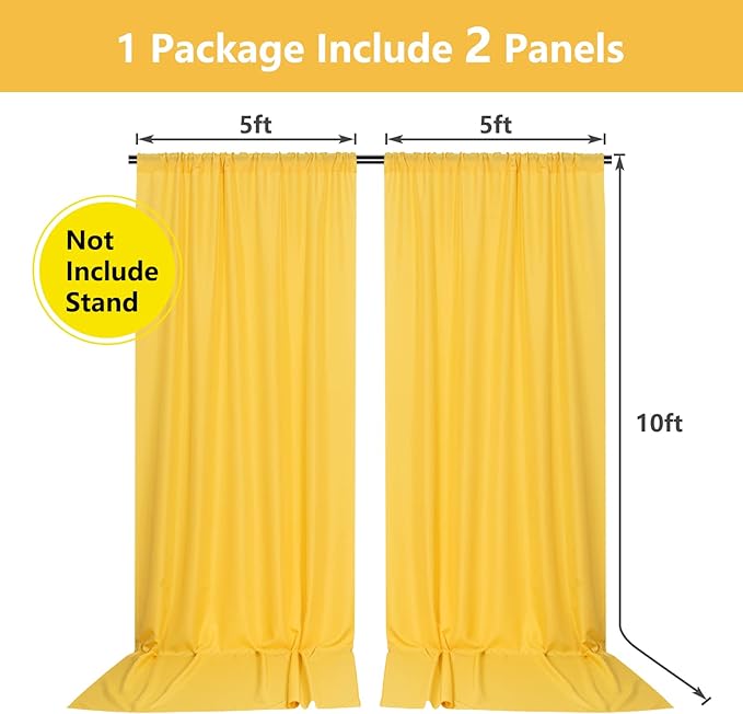Yellow Backdrop Curtain for Parties Rod Pocket Yellow Curtains Photography - Image 3