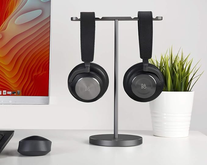 Double Headphones Stand, Aluminum Alloy Desk 3 Headsets Holder Supporting - Image 7