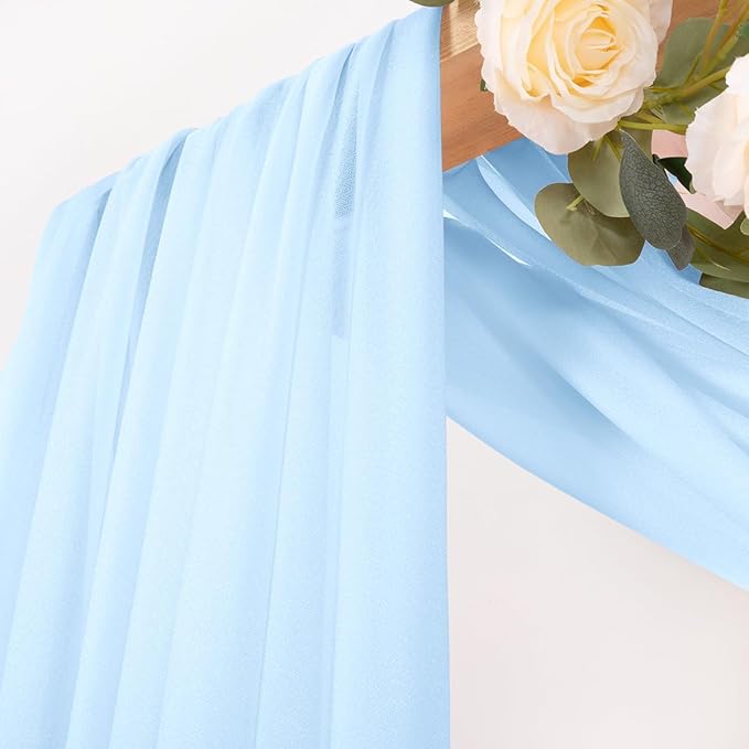 MLMC Baby Blue Wedding Arch Draping Fabric 2 Panels 29" x 20 FT Extra Long - Image 2