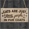 Rustic Wooden Signs Cats are Just Little People in Fur Coats Plaque Wooden by Eletina