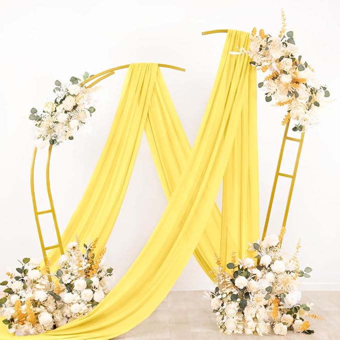 Socomi Wedding Arch Draping Fabric 3 Panels 29" x 19Ft Sheer Chiffon Curtain - Image 3