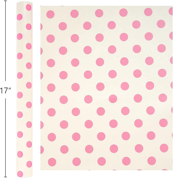 Burymento Pink and Beige Dots Wrapping Paper, Reversible Pink Gift Wrap - Image 3