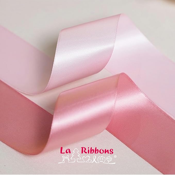 LaRibbons 1 Inch 25 Yard Double Faced Satin Ribbon, Rose Pink Satin Craft - Image 4