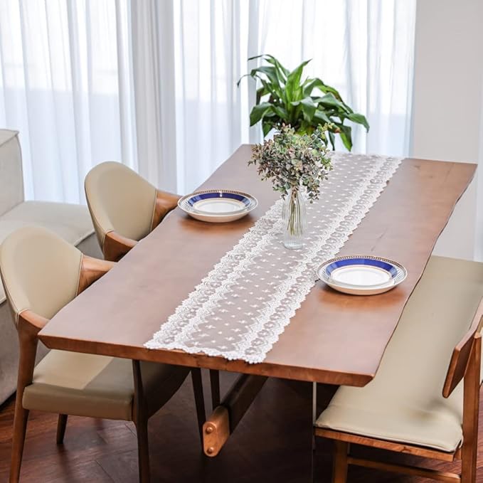 Inicia Table Lace Runner 12×70 inch Embroidered - Image 3