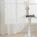 VISIONTEX White Sheer Voile Curtains, Decorative White Embossed Butterflies Rod by VISIONTEX