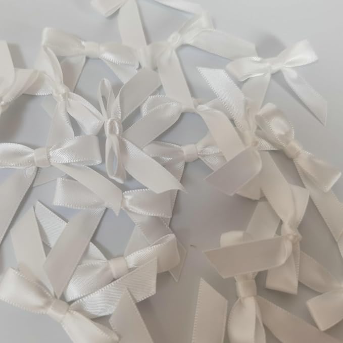 50pcs 1-1/2" Mini White Satin Ribbon Bows Without Twist Ties - Image 8