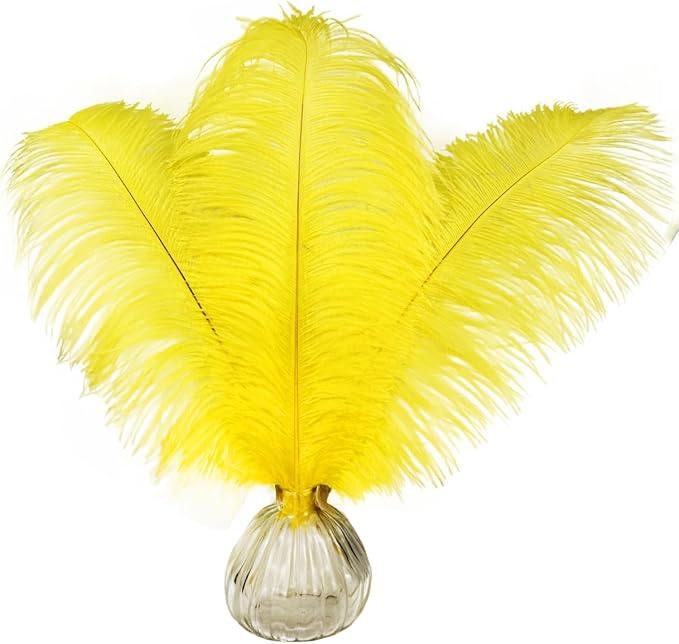 Happy Feather 16-18 inch Yellow Ostrich Feathers Craft - Image 4