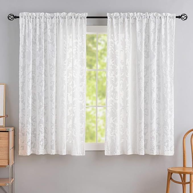Curtains Sheer White Curtain Panels Boho Farmhouse Drapes - Image 7