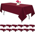 12 Pack Burgundy Tablecloths for Rectangle Tables 60 x 102 Inch Polyester by REWOMC