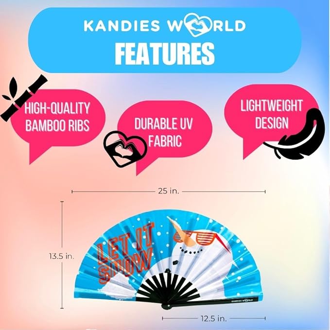 Kandies World UV Reactive Custom Festival Folding Hand Fan - Image 2