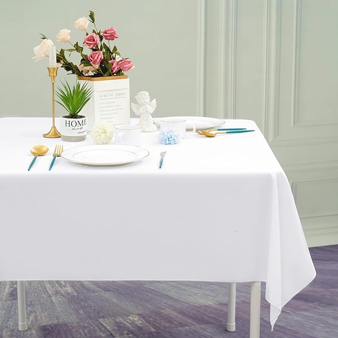 6 Pack White Square Tablecloths 52 x 52 Inch, Stain and Wrinkle Resistant - Image 3