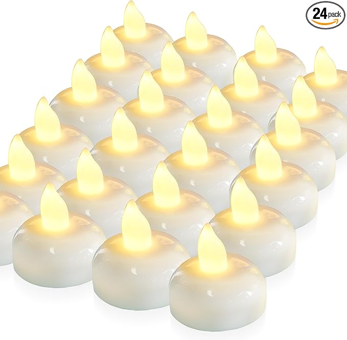 Homemory 200 Hours 24 Pack Flameless Floating Candles, Warm White Led by Homemory