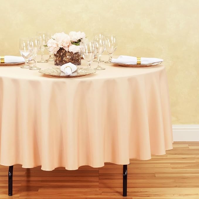 LTC LINENS 2 Pack 90 Inch Round Tablecloth Peach - Image 2