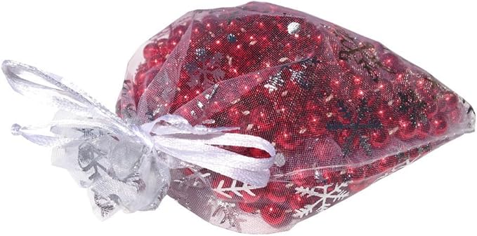Wudygirl 100pcs 5X7 Inches Xmas Drawstring Organza Bag Snow White Pouches Party - Image 2