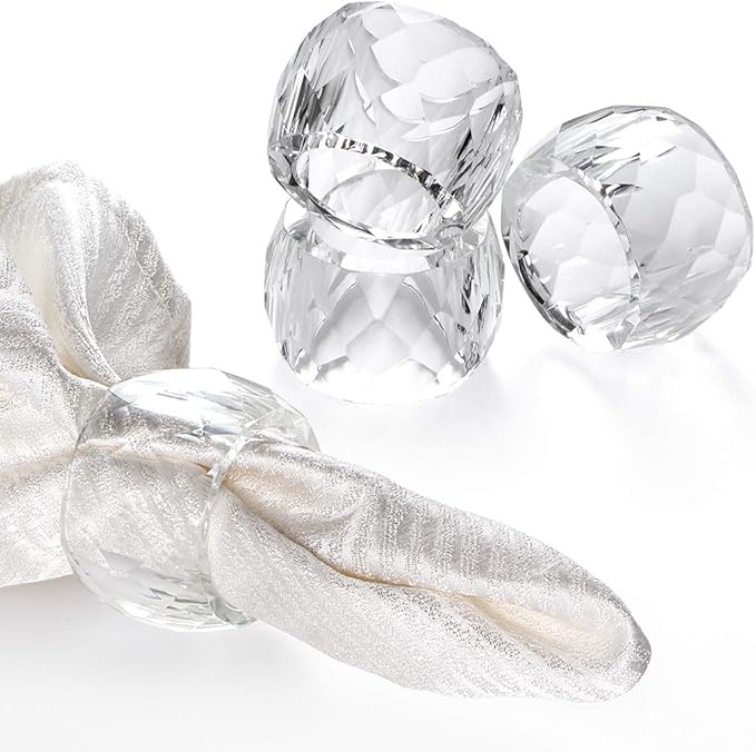 MDLUU 4 Pcs Crystal Napkin Rings, 2.3" Diameter Serviette Buckles, Thanksgiving by MDLUU