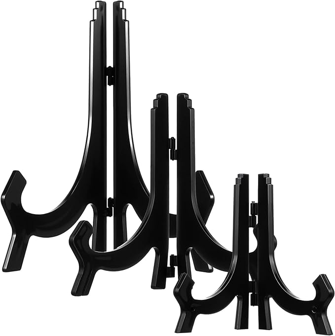 HESTYA 3 Pieces 4.5/7/9.8 Inch Black Acrylic Easels Display Stands Plate Stands by Hestya