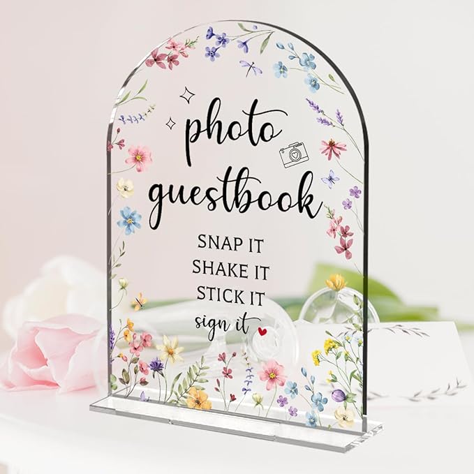 Wedding Sign Decor, Photo Guest Book Sign, 5x7 Inch Arch Acrylic, Wedding Sign - Image 2