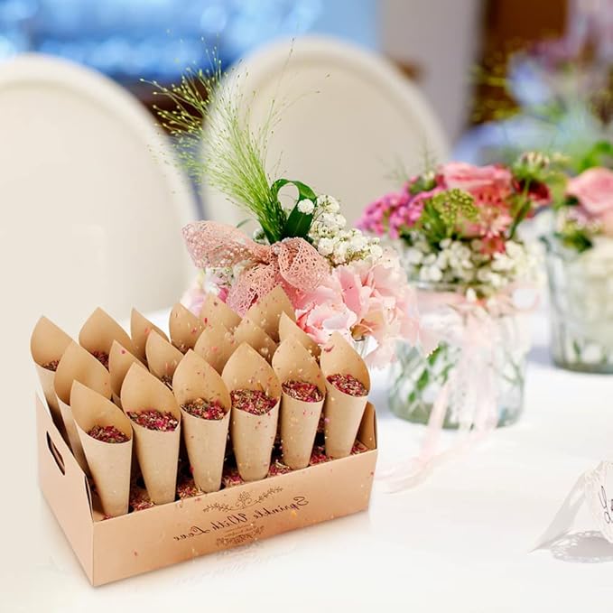 30 Pieces biodegradable confetti Cones and Stand Tray Paper Cone Box 30 Holes - Image 6