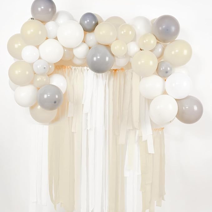 PartyWoo White Crepe Paper Streamers 4pcs 328ft Pack of Sand White Crepe Paper - Image 2