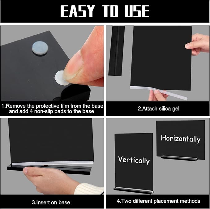 EHWINE Mini Chalkboard Easel Sign Set, 4 Pack 6x8 Inch Wooden Boards - Image 6