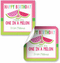 Custom & Personalized One in A Melon Watermelon Happy Birthday Gift Tag Sticker by AmandaCreation