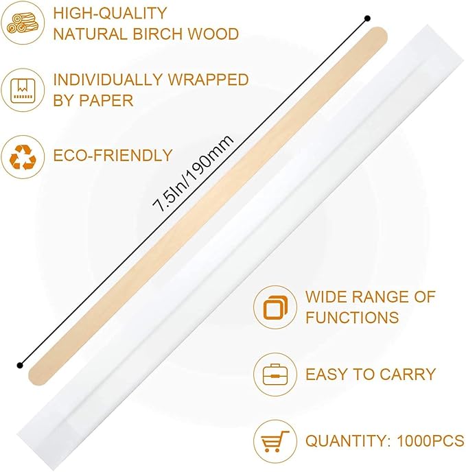 1000Pcs Disposable Wood Coffee Stir Sticks Stirrers Individually Paper Wrapped - Image 2