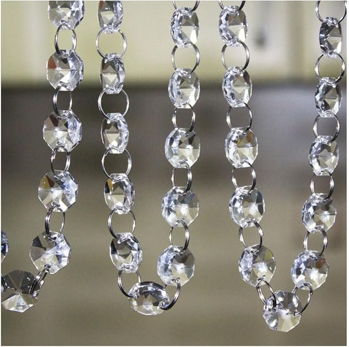33FT Clear Crystal Glass Garland Strands, Hanging Chandelier Bead Chain by SKY+CANDYBAR