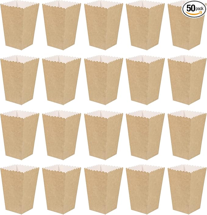 BESTOYARD 50Pcs Paper Popcorn Boxes, 5.3 X 3.5 Inch Individual Serving Snack by BESTOYARDSHOME