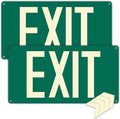 Photoluminescent Exit Sign, Glow In The Dark Aluminum Exit Sign Green by Amexiu