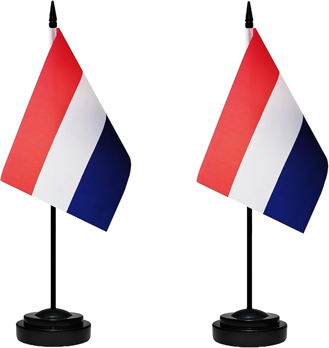 Netherlands Dutch Deluxe Desk Flag Set, Small Mini Miniature Netherlands Dutch by tibijoy