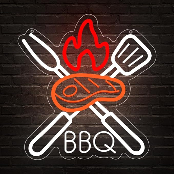 BBQ Neon Signs for Wall Decor, Adjustable Brightness Grill LED Sign for BBQ by Unknown