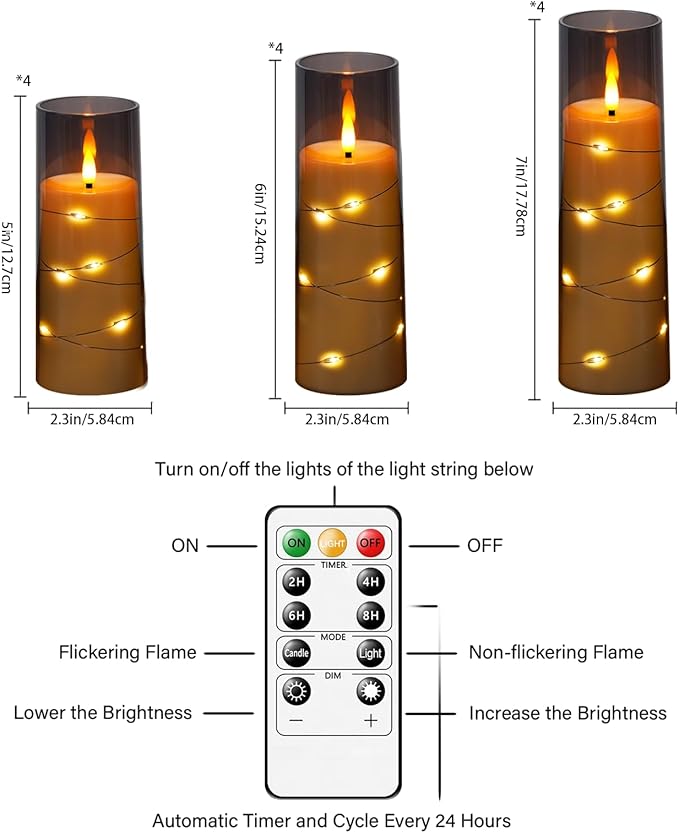 Flameless Candles with Embedded Star String - Image 3