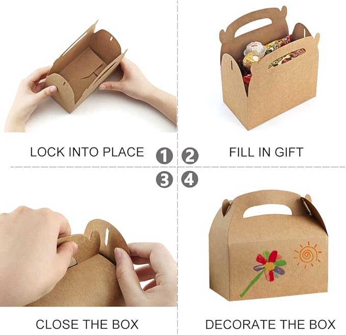ValBox Treat Boxes 30 Pack Brown Kraft Paper Gable Gift Boxes - Image 4