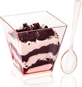 YOUBET 102 PCS Plastic Dessert Cups - 8oz Pink Clear Square Cups - 51 Pack Mini by YOUBET