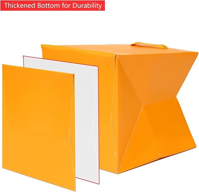 Orange Square Gift Bag 12 in Paper Gift Box Large Square Bottom Kraft Paper Bags - Image 4