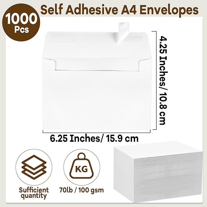gisgfim 1000 Pcs A4 Envelopes - Image 2