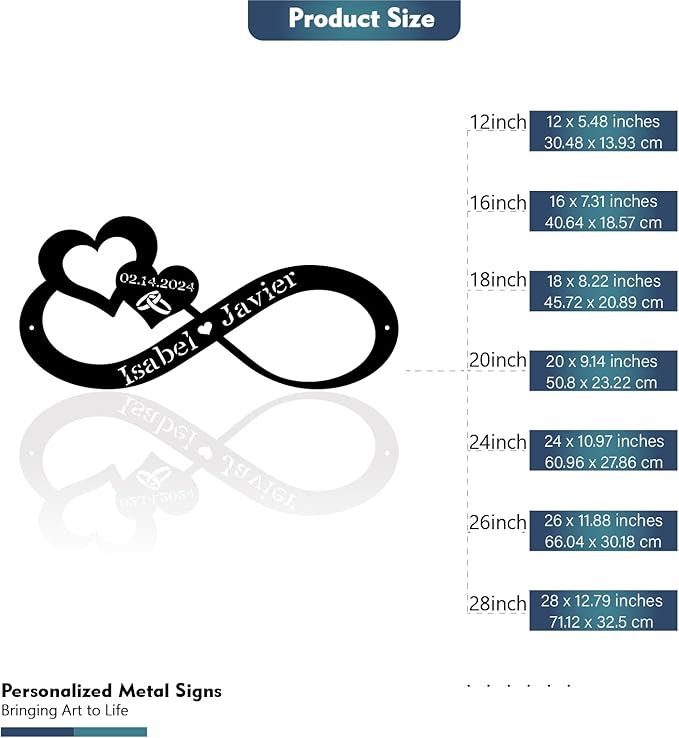 Infinity Heart Metal Wall Decor, Unique Infinity Heart Wall Decor Love Sign - Image 3