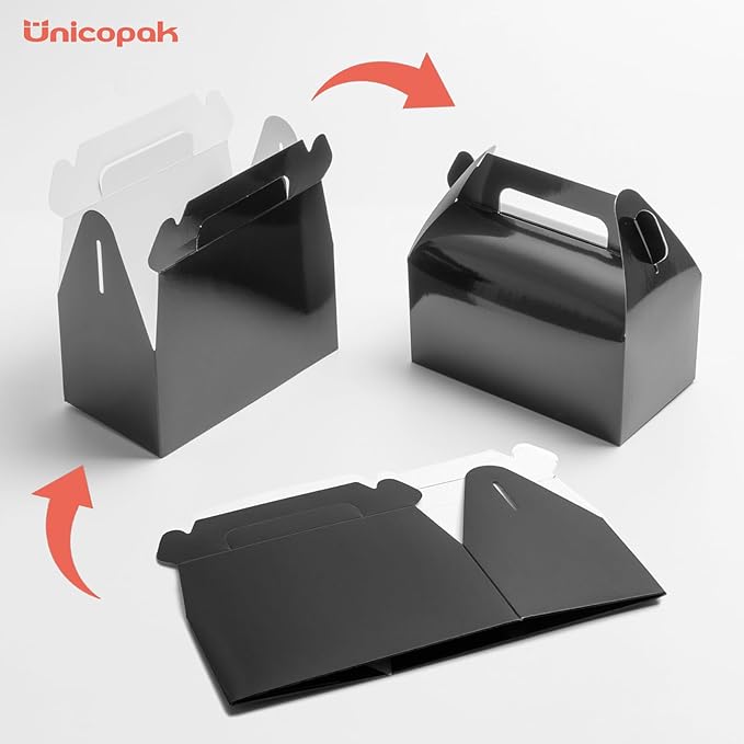 UnicoPak 30 Pack Black Gable Treat Boxes, Party Favor Boxes, Gift Boxes - Image 5