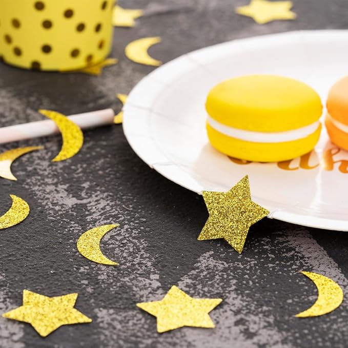 Gold Glitter Confetti Star and Moon Table Decoration - Image 3